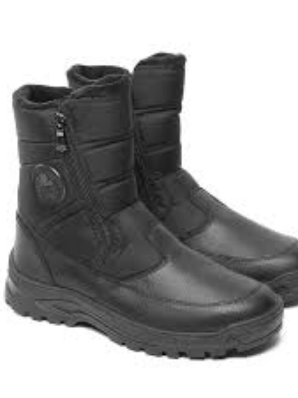 Pajar Black Double Zip Leather Winter Boots with Ice Grippers